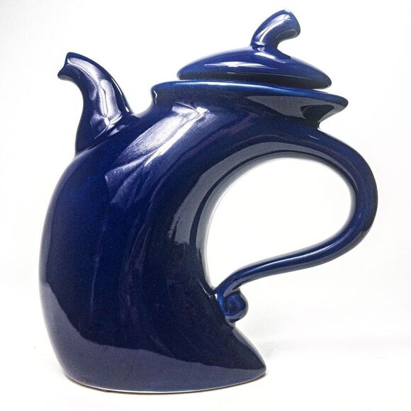 Michael Lambert ‘Struttin’ Dancing Teapot Signed Large Cobalt Blue Ceramic - Picture 3 of 12